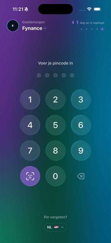 Fynance iOS login screen