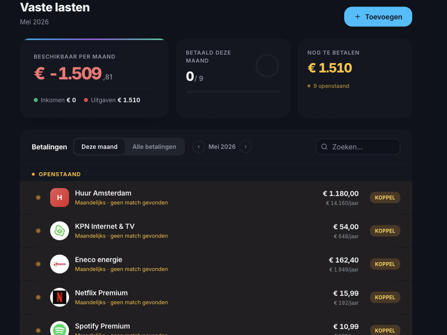 Recurring payments — abonnementen gegroepeerd